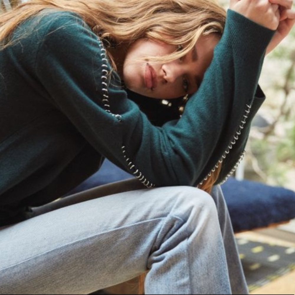 Green wool Kooples sweater with chain detailing